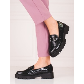 Mocasines de mujer con suela gruesa Shelovet negro 2