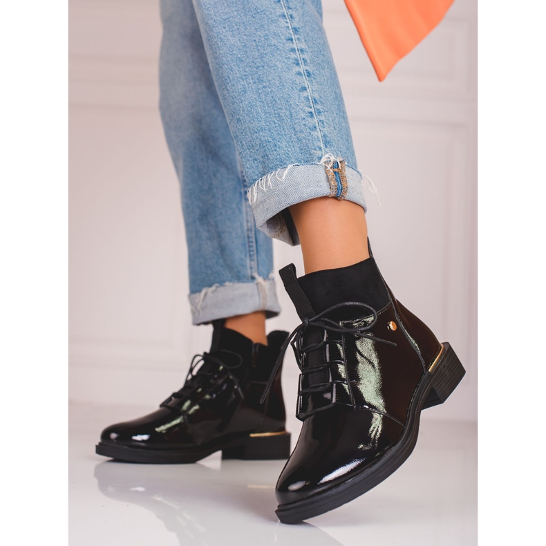 Botas de mujer elegantes con cordones Shelovet negro 1