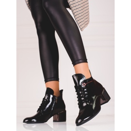 Elegantes botas con cordones Shelovet para mujer negro 1