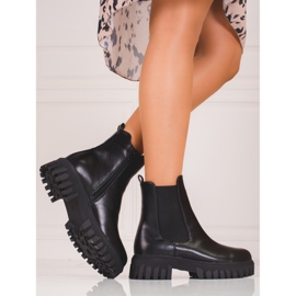 Botines Shelovet Chelsea de mujer con plataforma negro 2