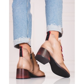 Botines de mujer beige con lazada roja Vinceza 2