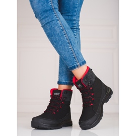 DK botas de nieve con cordones negro y rojo para mujer 2