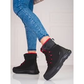 DK botas de nieve con cordones negro y rojo para mujer 1