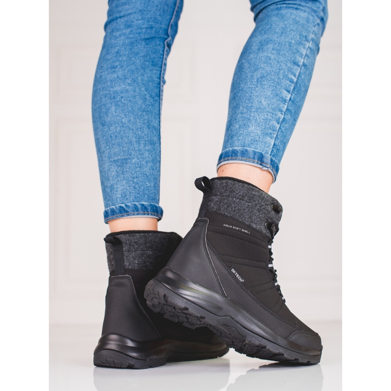 Botas de nieve de mujer DK negras con cordones negro 1