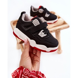 Deportivas Infantiles de Piel Negro y Rojo Marisa 2