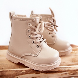Botas Infantiles De Piel Con Cremallera Beige Omua 4