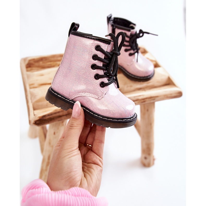 Botas Abrigadas Infantiles Con Cremallera Lacado Rosa Goopy rosado 2