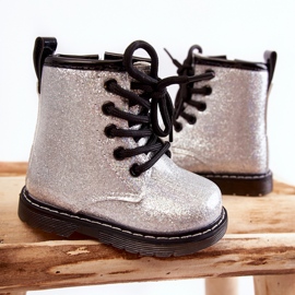 FR1 Botas Infantiles Cálidas Con Cremallera Lacado Plata Goopy 5