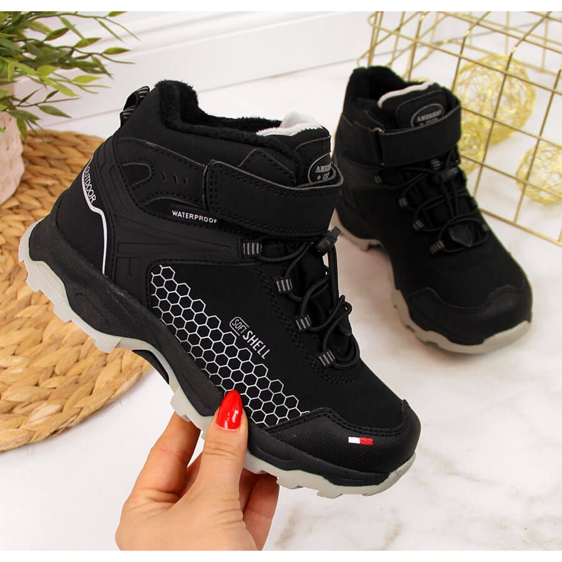 Botas de nieve impermeables de niño American Club negras negro 1