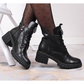 Botas de mujer de piel Artiker negras en el poste negro 5