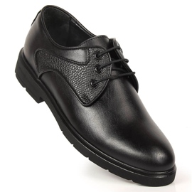 Zapatos negros de piel con cordones para hombre Kingle 1