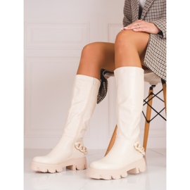 Botas beige de mujer con suela Shelovet gruesa 2