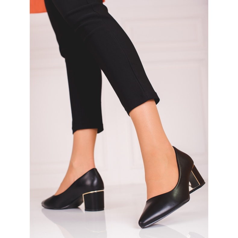 Bombas negras de mujer en un poste Shelovet bajo negro 2