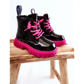 PA1 Botas Cálidas Heidi Lacado Negro y Rosa rosado 5