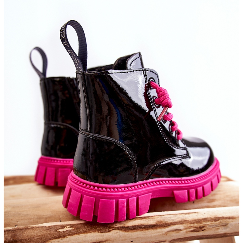 PA1 Botas Cálidas Heidi Lacado Negro y Rosa rosado 1