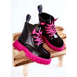PA1 Botas Cálidas Heidi Lacado Negro y Rosa rosado 3