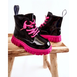PA1 Botas Cálidas Heidi Lacado Negro y Rosa rosado 4