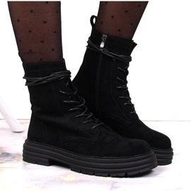 D&A Negro OLI175B botas trapper ante negro 5