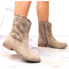 Botines cowboy mujer ante calados beige Jezzi JEZ368B 5