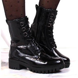Botas trapper aisladas y lacadas en negro Jezzi JEZ369 6