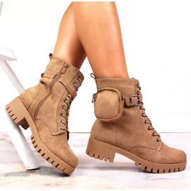 Botas de senderismo para mujer con bolsillo, con aislamiento, beige Jezzi, ante 5