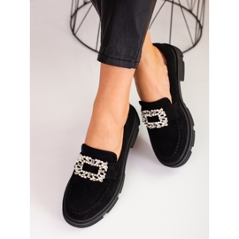 Mocasines de ante en la plataforma Shelovet negro 2
