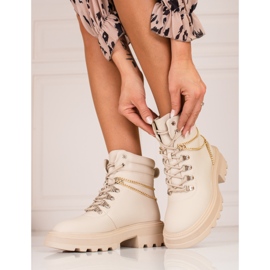 Botas de montaña de mujer beige con cadenas Shelovet 2