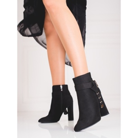 Botas de mujer de poste fabricadas en ante ecológico Shelovet negro 2