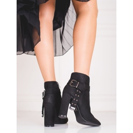 Botas de mujer de poste fabricadas en ante ecológico Shelovet negro 1