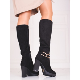 Botas de mujer en un poste alto Shelovet negro 2