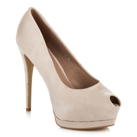 Vices Tacones de gamuza con punta abierta marrón 4