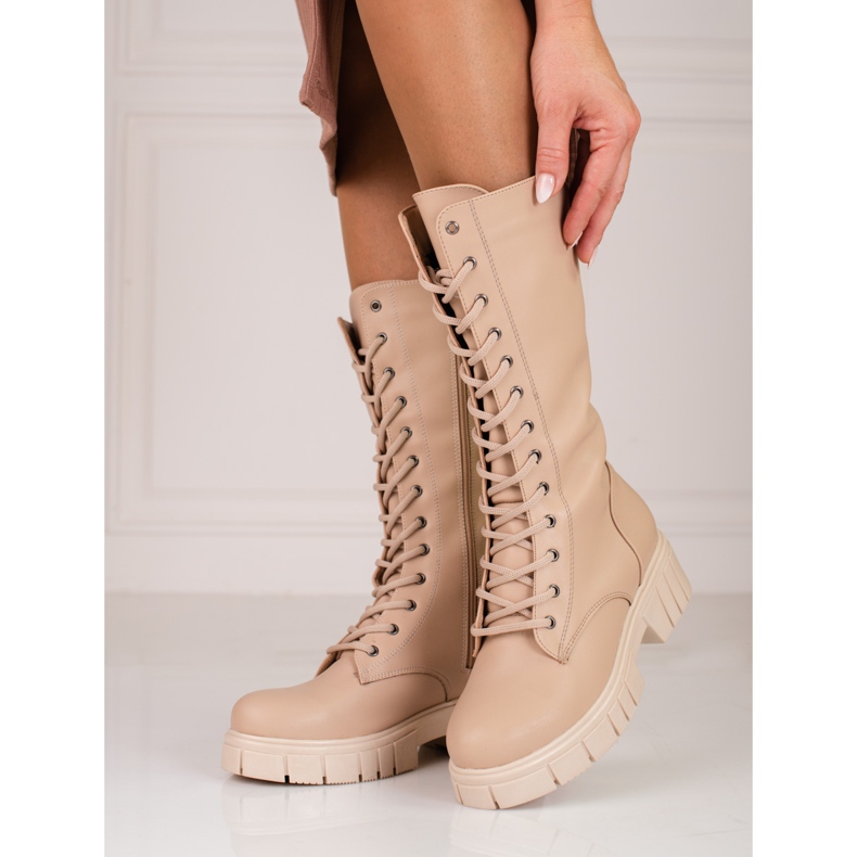 Botas con cordones para mujer de Sokolski beige 1