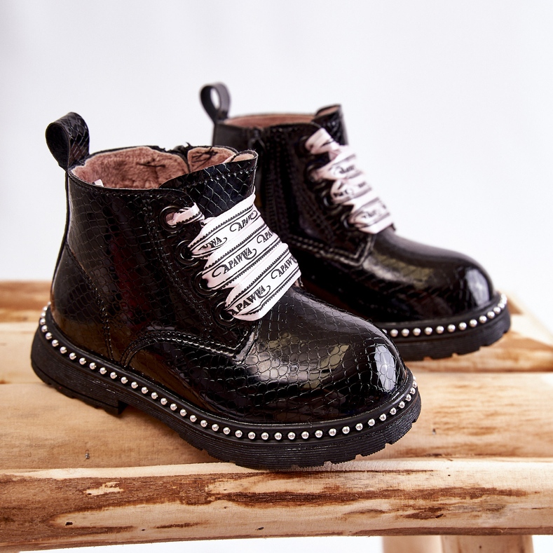 PA1 Botas Infantiles Piel Negra Cálidas Dottie negro 1