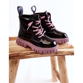 PA1 Botas Cálidas Heidi Lacado Negro y Violeta 2