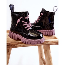 PA1 Botas Cálidas Heidi Lacado Negro y Violeta 3
