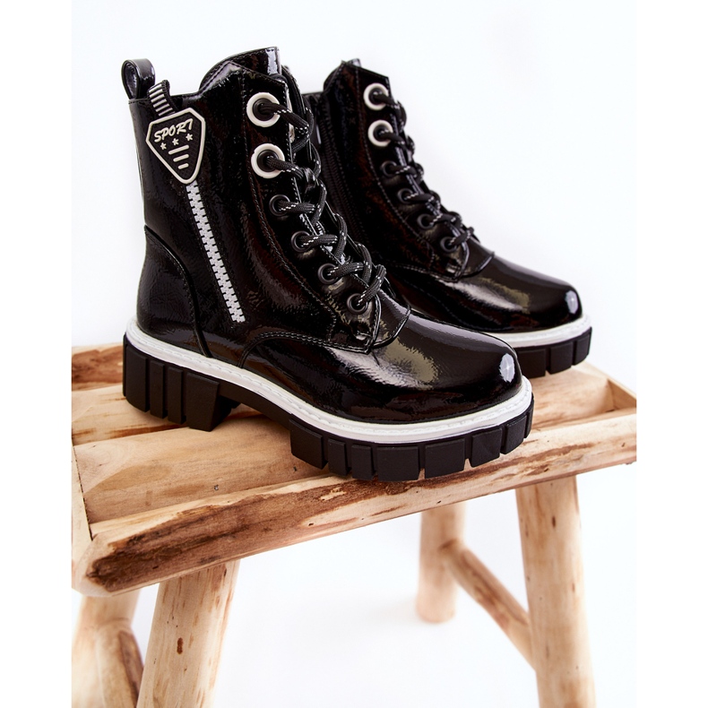 S.Barski Botas Cálidas Lacadas Negras Con Cremallera Marcella negro 1