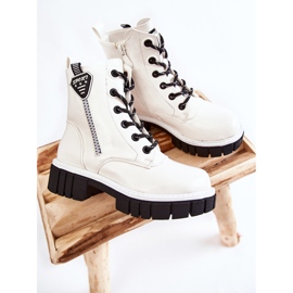 S.Barski Botas Lacadas Blanco Cálido Con Cremallera Marcella 2