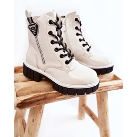 S.Barski Botas Lacadas Blanco Cálido Con Cremallera Marcella 5