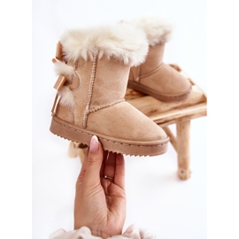 Botas Cálidas Infantiles Con Lazos Funky Snow Boots Beige Claro 4