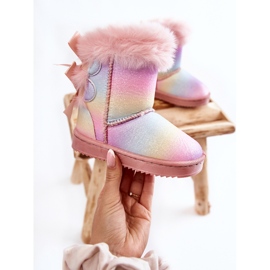 Botas Cálidas Infantiles Con Lazos Funky Snow Boots Multicolor rosado 5