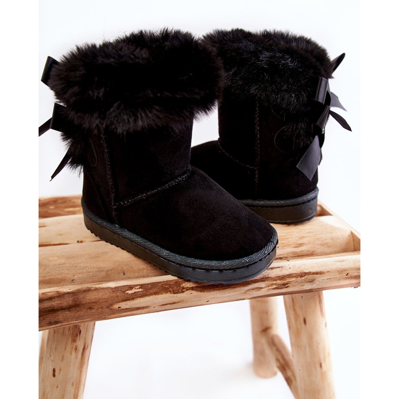 Botas cálidas negras para niños con lazos Funky Black Snow Boots negro 2