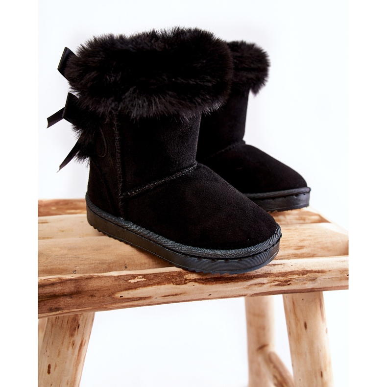 Botas cálidas negras para niños con lazos Funky Black Snow Boots negro 1