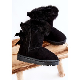 FR1 Botas cálidas negras para niños con lazos Funky Black Snow Boots negro 3