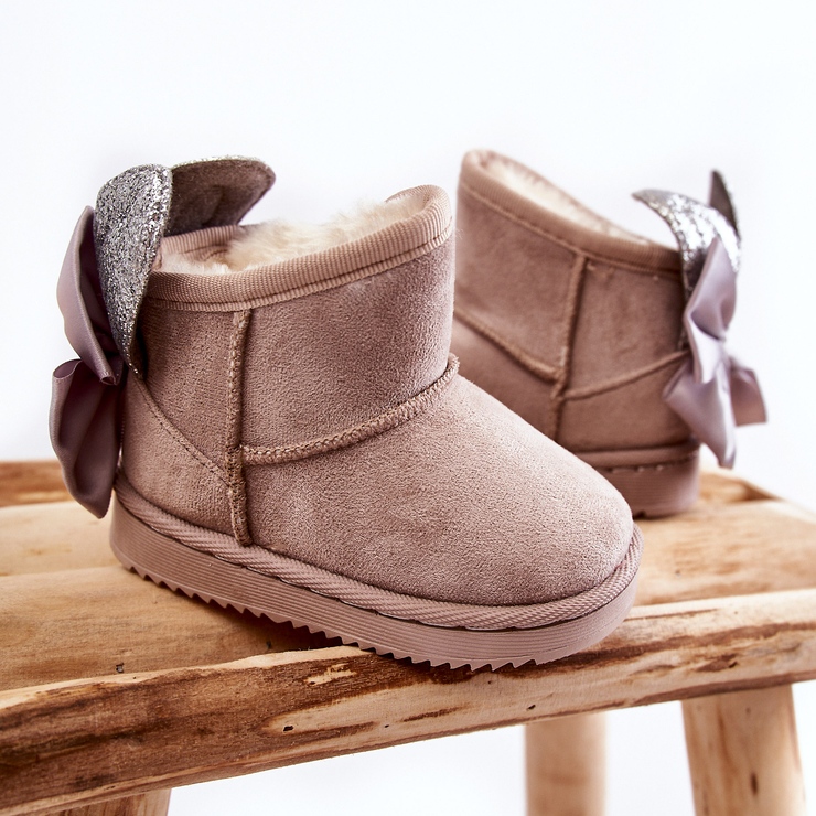 Botas De Nieve Cálidas De Niña Con Lazos De Meriva Gris beige 2