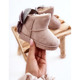 Botas De Nieve Cálidas De Niña Con Lazos De Meriva Gris beige 3