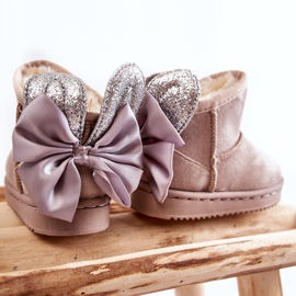 Botas De Nieve Cálidas De Niña Con Lazos De Meriva Gris beige 4