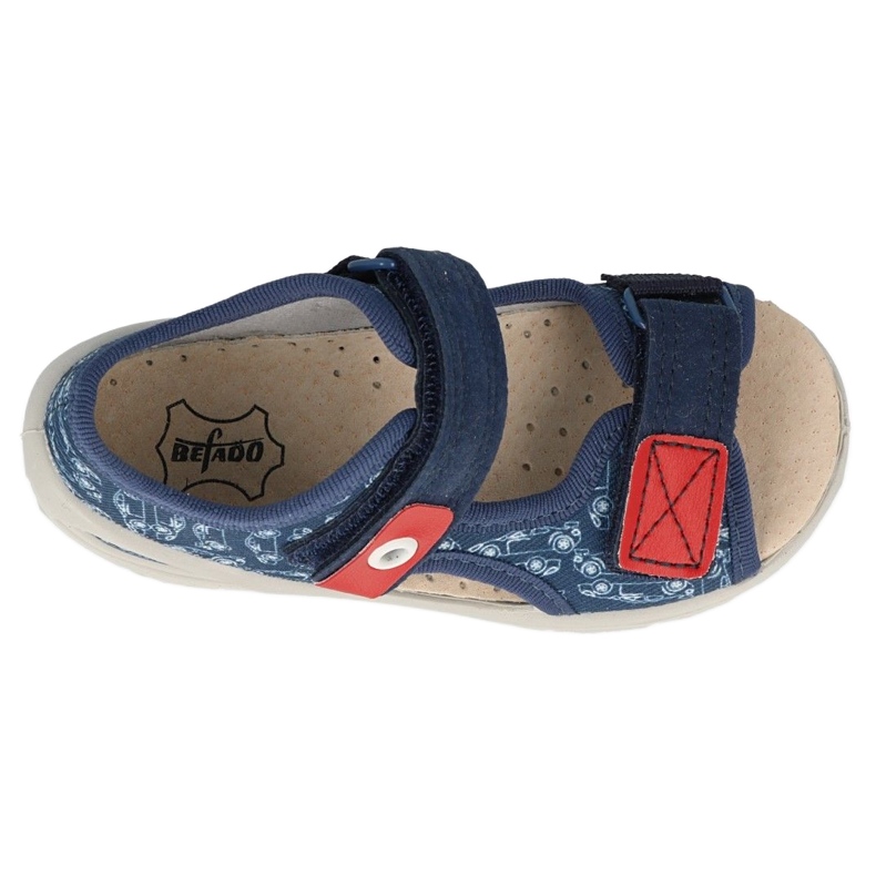 Pantuflas infantiles befado de pu con velcro 065P165 azul marino y rojo 4