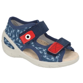 Pantuflas infantiles befado de pu con velcro 065P165 azul marino y rojo 3