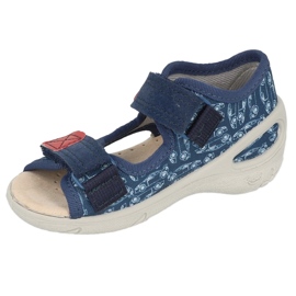 Pantuflas infantiles befado de pu con velcro 065P165 azul marino y rojo 1