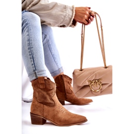 FB1 Botas Cowboy Caladas Ante Con Pespuntes Camel Elvire B-829 marrón 3